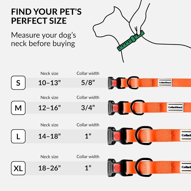 CollarDirect Waterproof Dog Collar - Silicone, Plastic Collar, Odor-Resistant, Easy to Clean, for Large, Medium, Small Dogs - Adjustable Collar with Breakaway Buckle (Neck Fit 14"-18", Orange) - Image 5